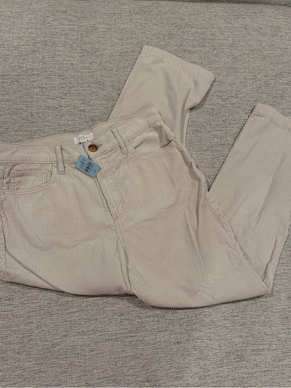 LOFT Women’s Cream Corduroy Straight Leg Pants